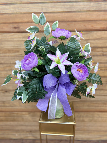 Lavender Serenity Silk Cemetery Arrangement