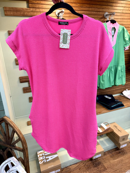 Ruby Urban Ribbed Dress - Hot Pink