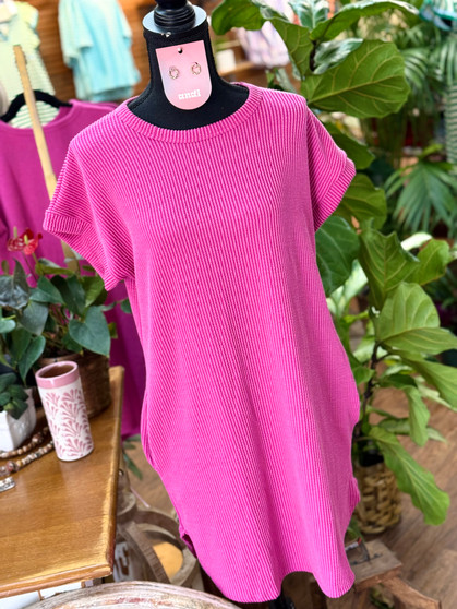 Ruby Urban Ribbed Dress - Magenta