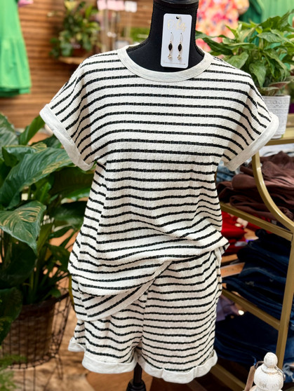 Jana Striped Ribbed Set - Cream/Black