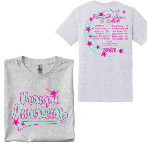 Vernon American 8U All-Stars Tees (Light Grey)