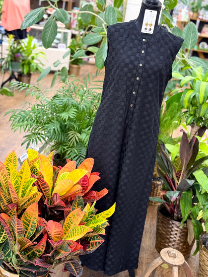 The Jolie Black Textured Jumpsuit