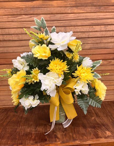 Sunny Tribute Silk Cemetery Arrangement