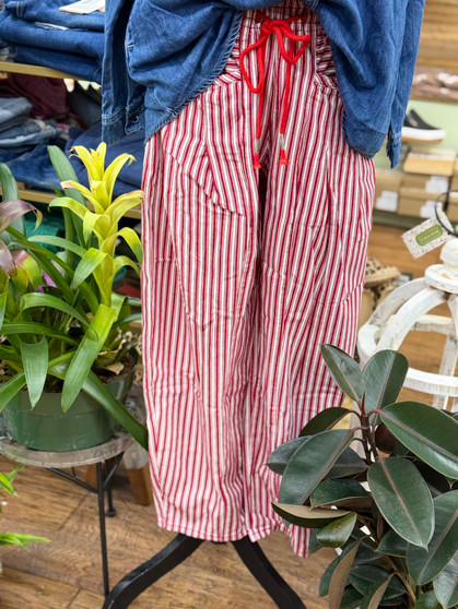 Red Stripe Drawstring Pants