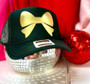 Green Trucker Hat with Gold Metallic Bow
