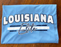 “Louisiana Elite” Navy and White on Carolina Blue Screen Printed Tee