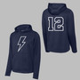 High Voltage Navy Bolt Sportek Hoodie with Optional number - NO GLITTER