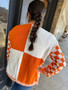 The Charli Orange Checkerboard Cardigan