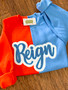 Colorblock Sweater with Double Glitter Appliqué