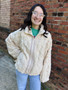 The Paisley Fuzzy Fleece Cozy Cable Knit Zip Up Jacket