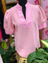 Pink Stripe Colorblock Blouse
