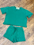 The Olivia Ribbed Shorts & Tee Set - Hunter Green