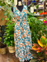 Teal Floral Printed Dress