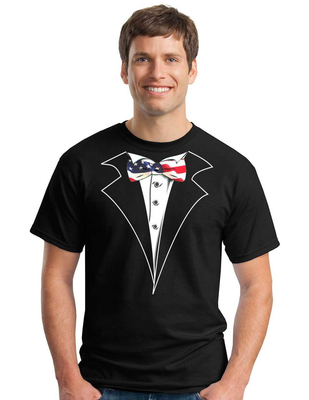 Tuxedo T Shirt In Black With Usa Flag Tie Shop Men S Black - fake tuxedo t shirt roblox
