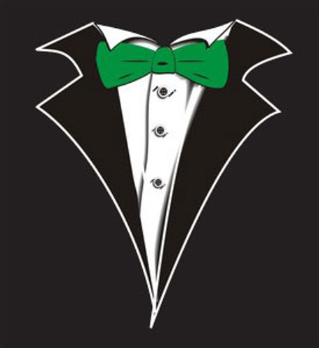 Kids Tuxedo T-Shirt in Black with Green Tie No Carnation Kids Tuxedo T-Shirt in Black with Green Tie No Carnation