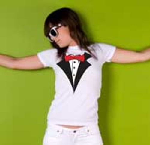 Ladies Tuxedo T-shirt in White Ladies Tuxedo T-shirt in White
