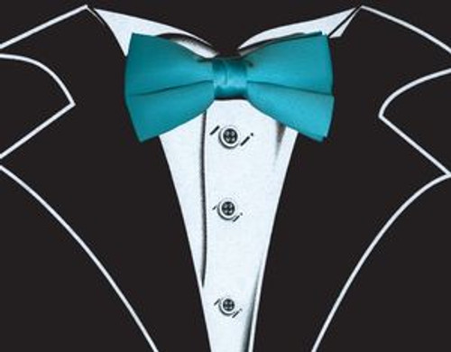 Tuxedo T-Shirt in Black with Real Turquoise Bow Tie Tuxedo T-Shirt in Black with Real Turquoise Bow Tie
