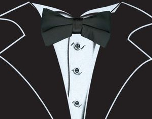 White Tuxedo T-Shirt with Real Black Bow Tie | Shop Men's Tuxedo Tees