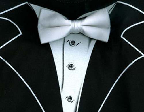 Long Sleeve Tuxedo T-Shirt in Black with Real White Bow Tie Long Sleeve Tuxedo T-Shirt in Black with Real White Bow Tie
