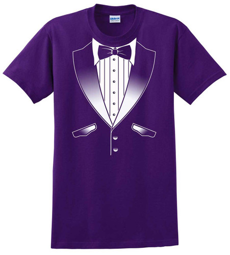 Tuxedo T-Shirt in School Colors - Purple and White Tuxedo T-Shirt in School Colors - Purple and White