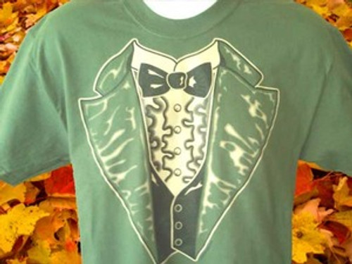 Olive Green Tuxedo T-shirt with Black Tie Closeout Olive Green Tuxedo T-shirt with Black Tie Closeout