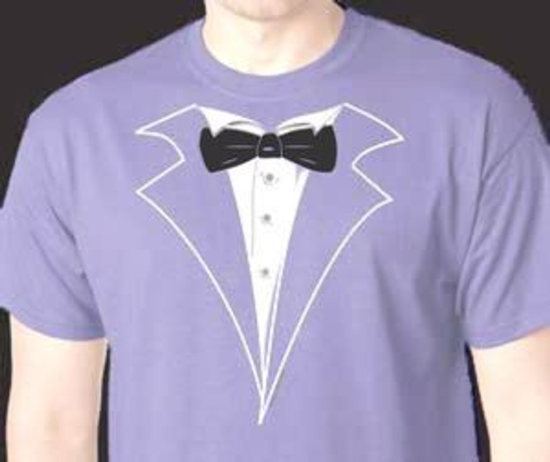 Purple-Violet Tuxedo T-shirt with Black Tie