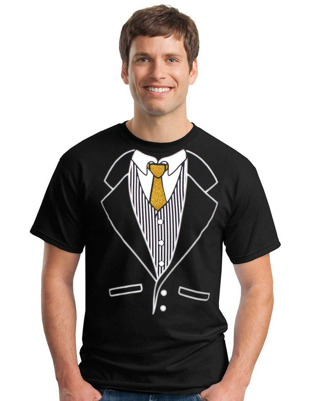 Tuxedo Tee with a Sparkle Gold Tie - New and Improved