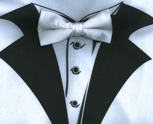 Tuxedo T-shirt with Blue Bow Tie on White