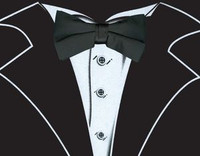 Long Sleeve Tuxedo T-Shirt in Black with Real Black Bow Tie