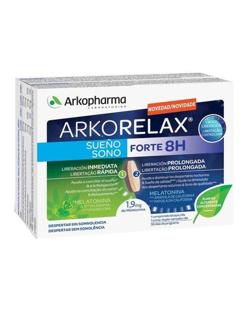 30 cápsulas arkorelax sueño cronoliberación 8h arkopharma