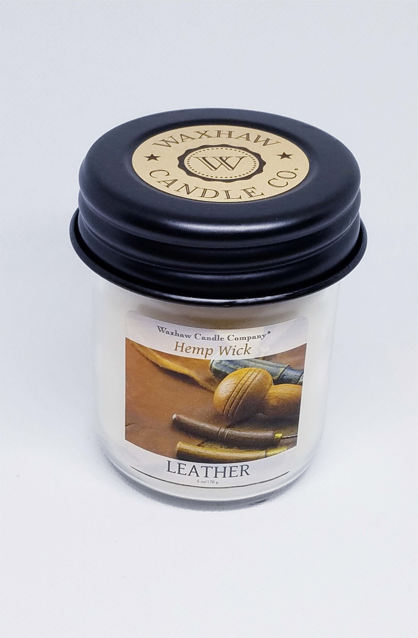 Leather Hemp Wick Candle Waxhaw Candle Co.