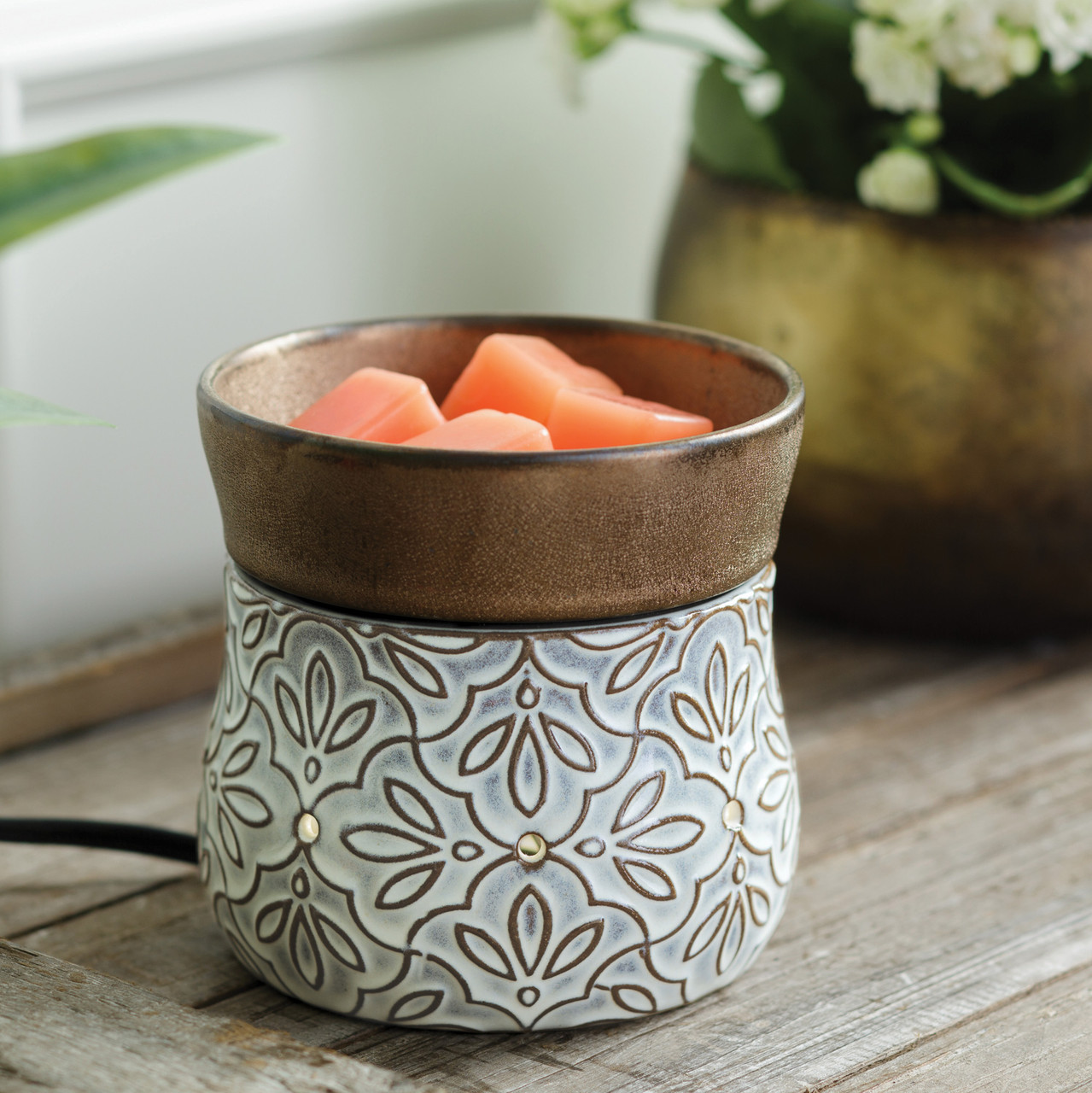 Bronze Floral Deluxe Wax Melter