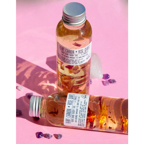 Rose Quartz Crystal Heart Chakra Bath and Body Oil