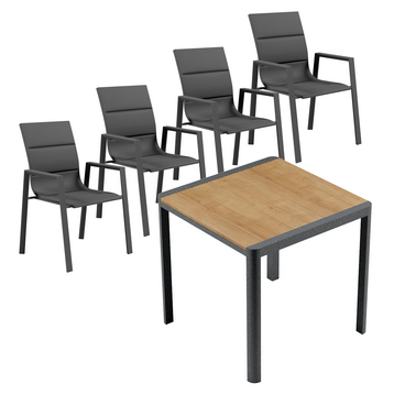 Outdoor Square Lounge Set, Dark Grey 