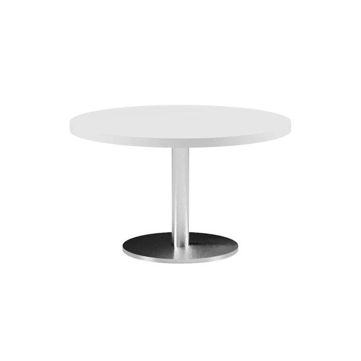 Wood-Steel Coffee Table White, ⌀75 cm