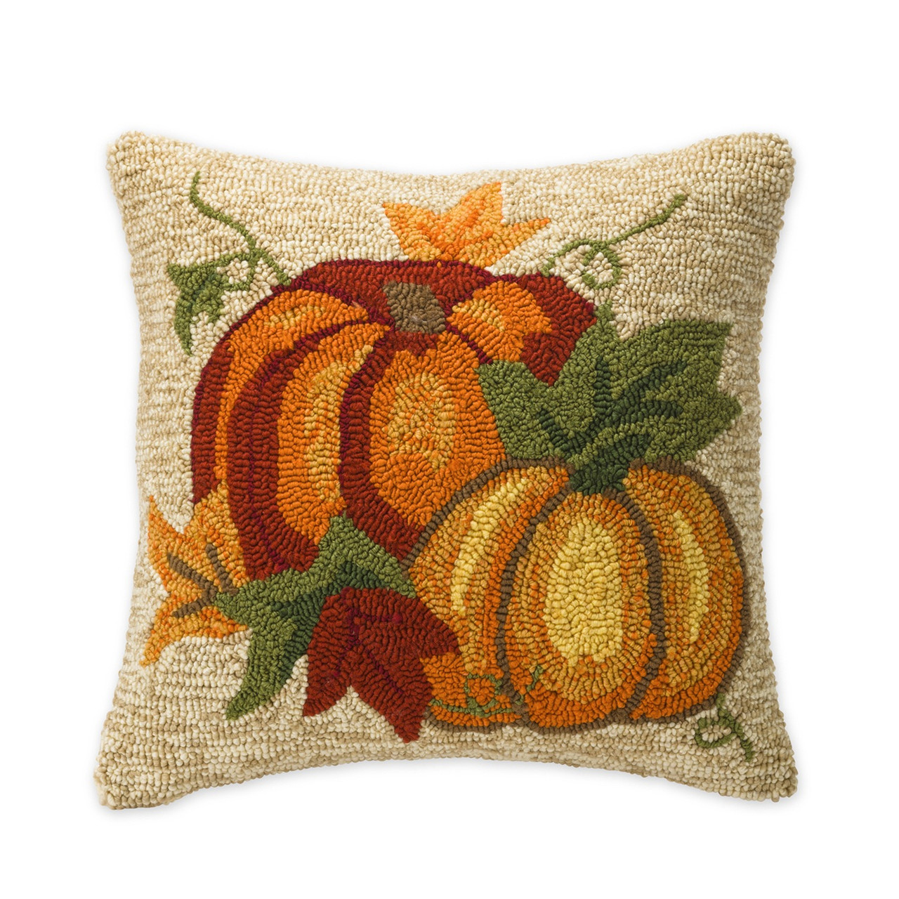 Pumpkin Indoor/Outdoor Hooked Pillow