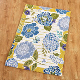 Blue Hydrangea Yellow Border Hook Rug