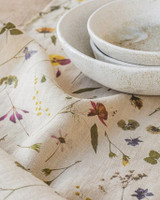 Linen Botanical Print Tea Towel