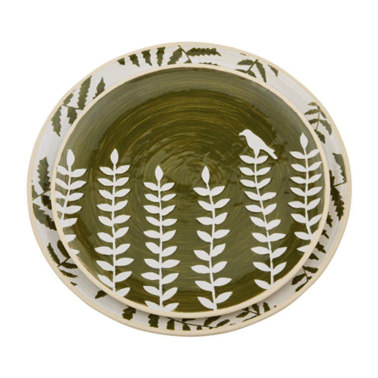 Green Leaf Round Nested Platter