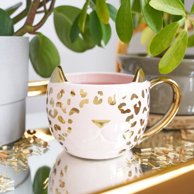 Pink Leopard Cat  Mug