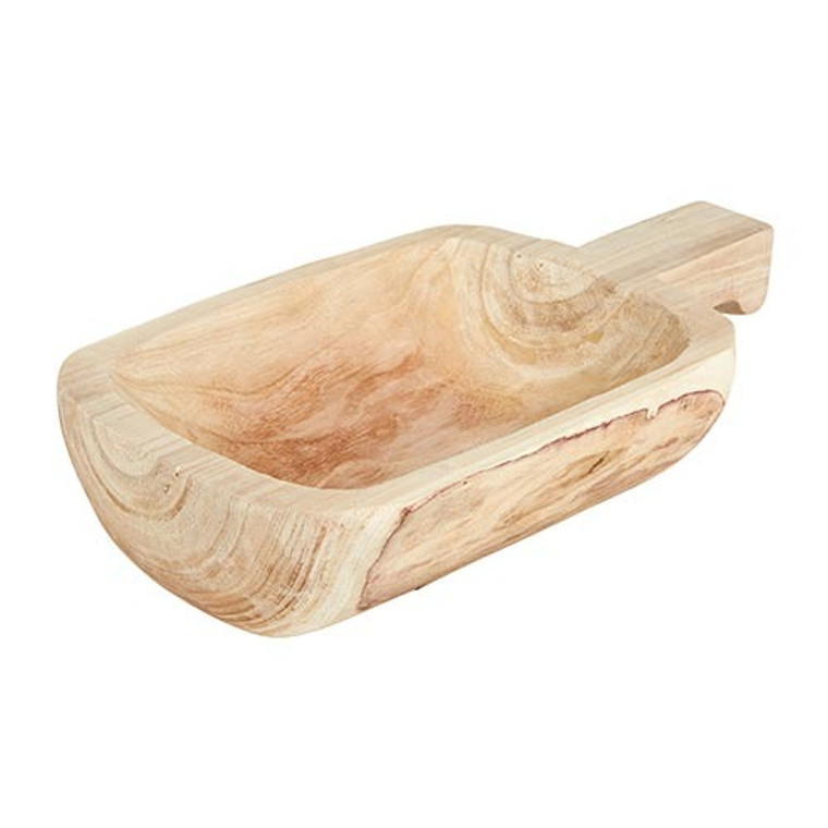 Paulownia  Wood Bowl with Handle - Natural