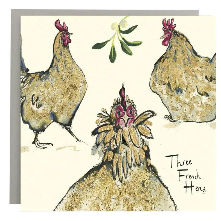 Three French Hens Christmas Card