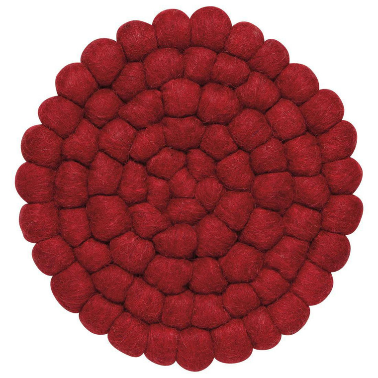 Chili Red Recycled Wool Felt Dot Trivet