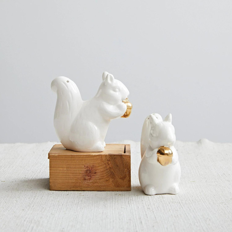 Stoneware Squirrel Salt and Pepper Set