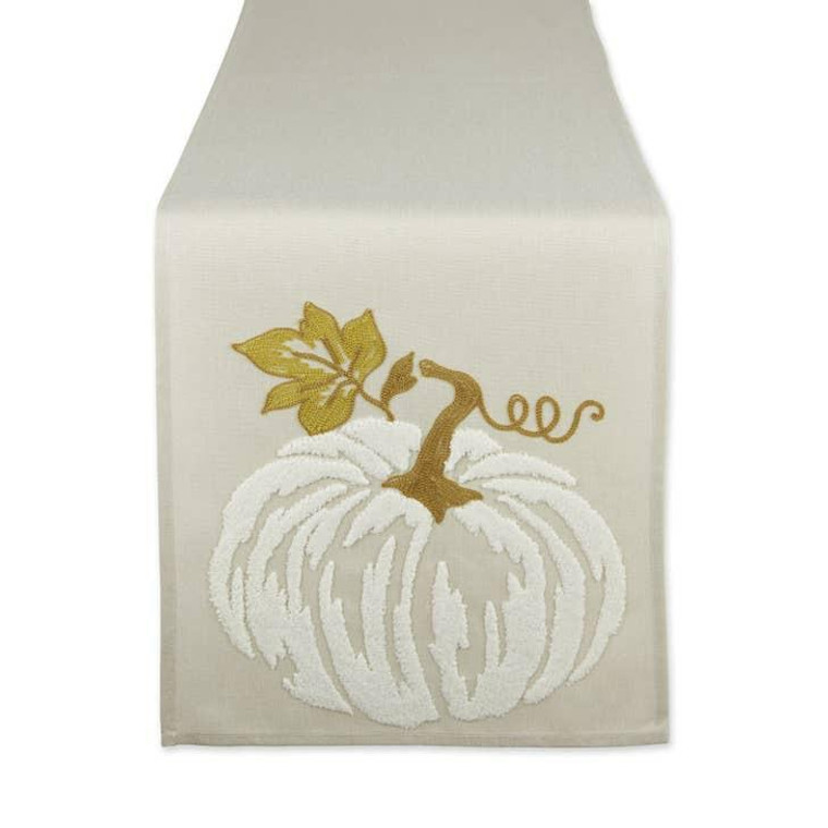 White Pumpkin Embroidered Table Runner