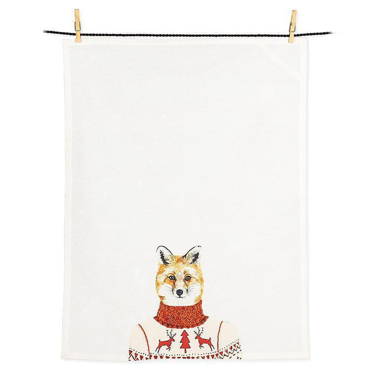 Christmas Fox Dish Towel