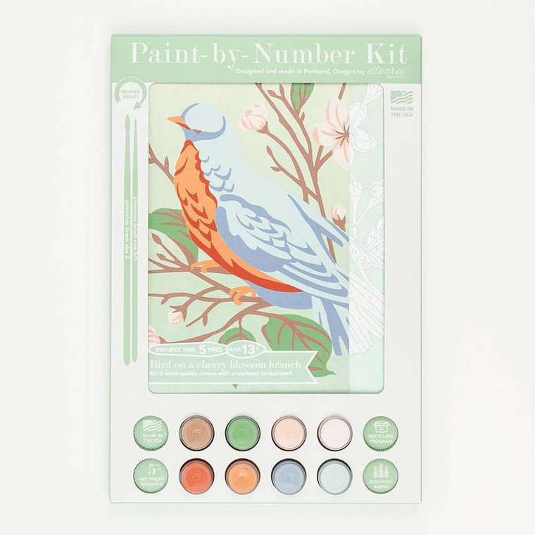 Bird On A Cherry Blossom Branch Paint-By-Number Kit