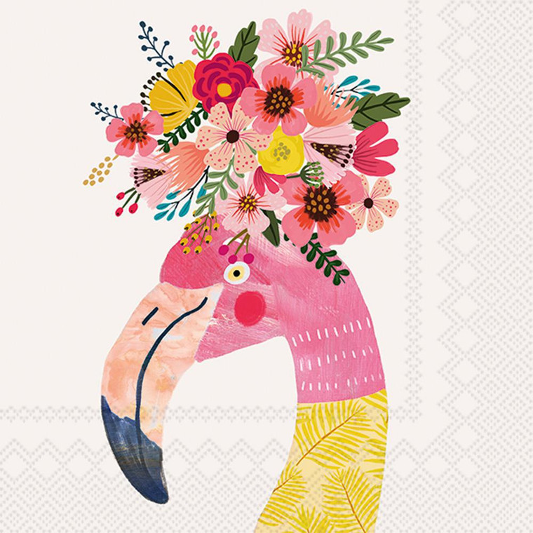 Floral Flamingo Cocktail Napkin