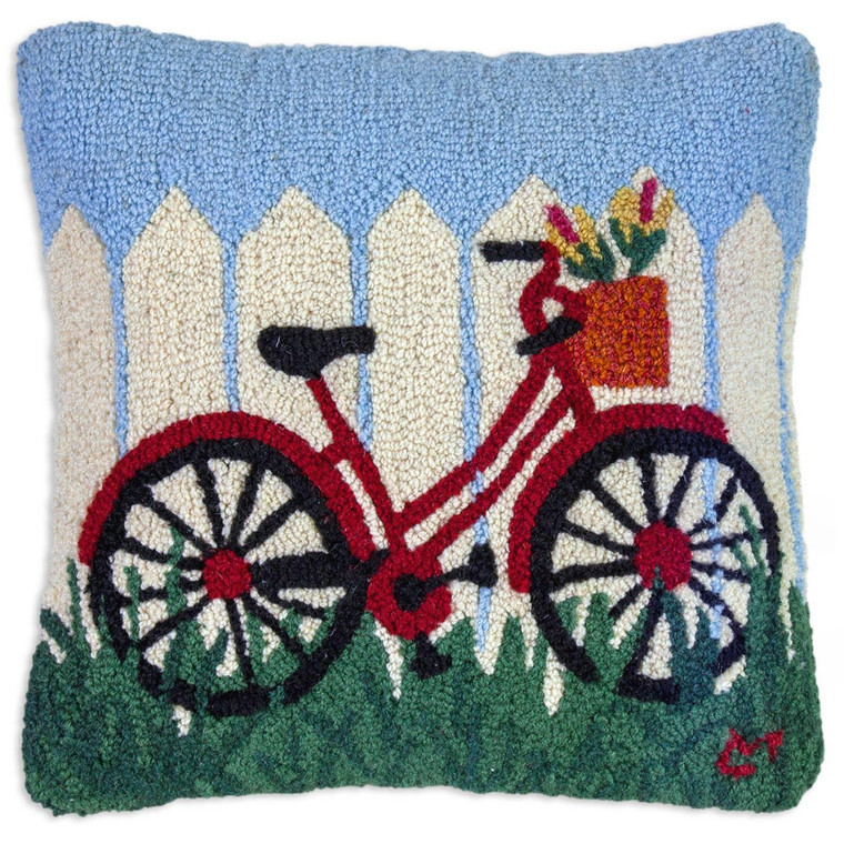 Red Bike Hook Pillow