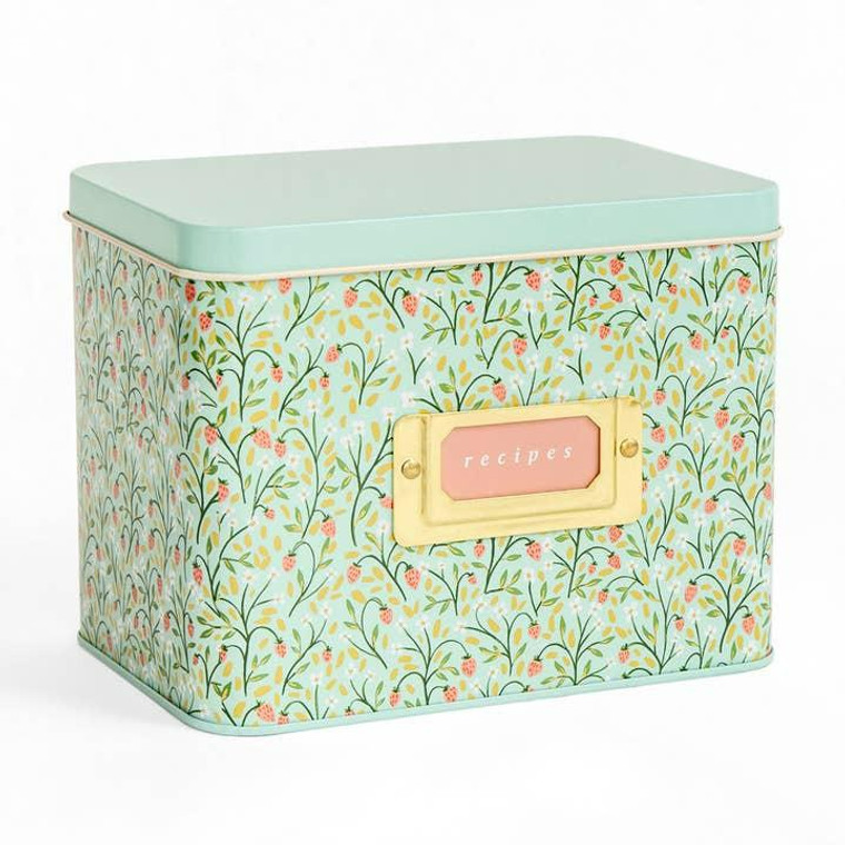 Strawberry Meadow Tin Recipe Box